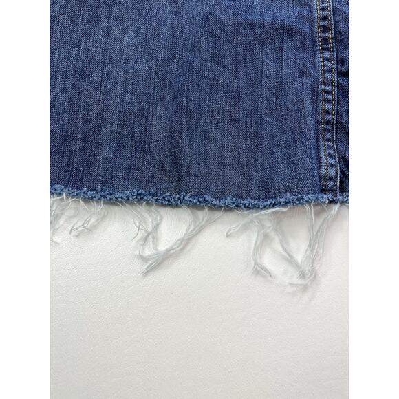 Gap Denim Women's Size 32 Maxi Long Raw Hem Dark Wash Skirt - Picture 16 of 16